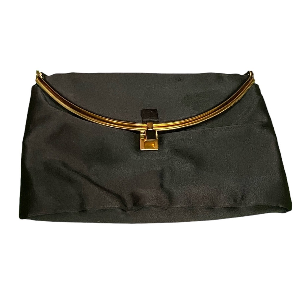 Koret Vintage Satin Black Clutch Purse 1950's Era Rare